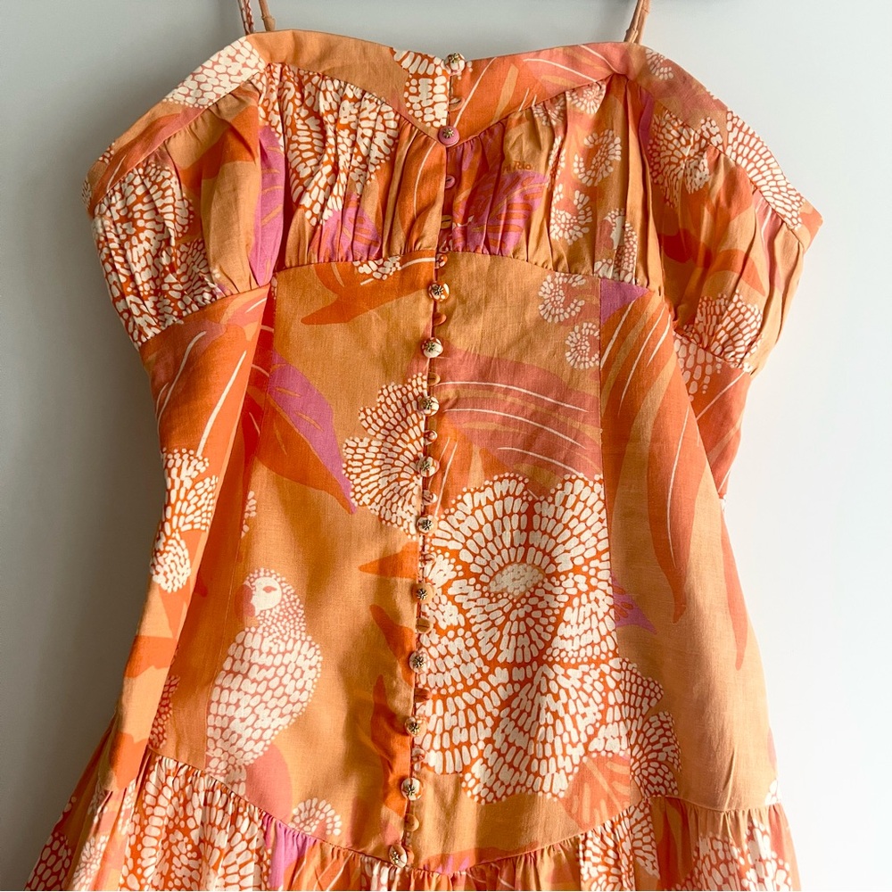 FARM Rio x Anthropologie Linen Blend Strapless Drop-Waist Maxi Dress Size XL - Picture 7 of 16